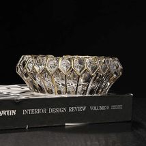 Luxury Gold-Trimmed Crystal Diamond-Cut Glass Ashtray, Large Heavy-Duty ... - $1,829.98 MXN