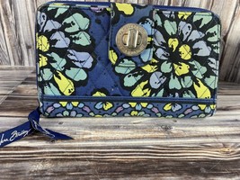 Vera Bradley Indigo Pop All in One Zip Turn Lock Around ID Wallet Clutch - £7.86 GBP