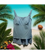 LANDS&#39; END 14 Blue Gingham 2-pc Tankini Top And Matching Swim Shorts Set... - $75.02 CAD
