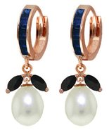 Galaxy Gold GG 14k Rose Gold Hoop Earrings with Sapphires and Pearls - $686.06