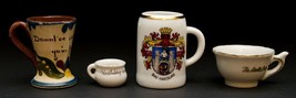 Vintage Set of 4 Miniature Mugs Cup Stain Ceramic Porcelain - £5.84 GBP
