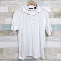 Cubavera Textured Polo Shirt White Solid Short Sleeve Casual Stretch Mens Medium - £15.56 GBP