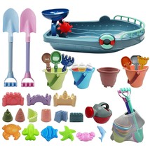 Long Shovels Sand Toys Set With Mesh Bag Including Bath Boat, Castle Bui... - £39.30 GBP