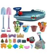 Long Shovels Sand Toys Set With Mesh Bag Including Bath Boat, Castle Bui... - £40.05 GBP