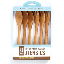 To Go Ware Kids Reusable Bamboo Utensils (Pack of 3 Spoons 3 Forks) Eco-... - $13.06