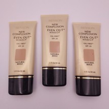 LOT OF 3 Revlon New Complexion Even Out Makeup Foundation OilFree NATURA... - £11.60 GBP