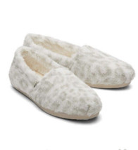 Toms Alpargata White Leopard Fleece Slip On Shoes Women’s 8 NEW - £27.25 GBP