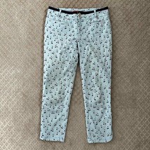 Anthropologie Cartonnier Charlie Cherry Floral Print Blue Cropped Pants sz 6 - £27.05 GBP