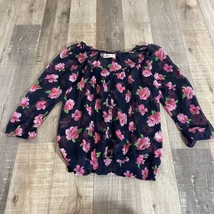Hollister Women&#39;s Size S Floral Transparent Blouse Top 3/4 Sleeves - $12.22