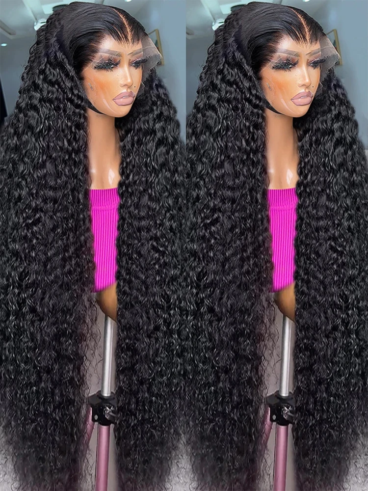 Deep Wave Hd 13x6 Lace Frontal Wig 30 40 Inch Water Curly Human Hair Wigs - $10.53+