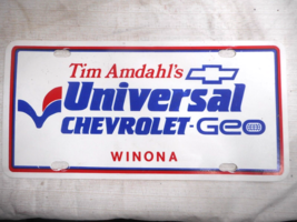 Tim Amdahl's Universal Chevrolet - Geo Winona Plastic Dealer License Plate - £11.00 GBP