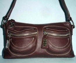 Leonello Borghi Small Shoulder Bag Brown Pebbled Leather New - £17.50 GBP