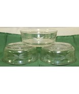 3 Vintage Hazel Atlas Etched Clear Crystal Sunburst Small Berry Dessert ... - $34.17 CAD