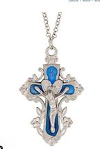 Blue Heart Crucifix Necklace, New #AB-24-2 - $6.98 CAD