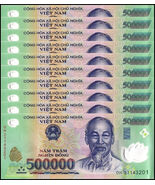10 x Vietnam 500,000 Dong Banknote, 2021, P-124q, VND, Polymer USA SELLE... - $399.00