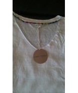Honey Punch White soft fresh sleeveless beads necklace &quot;V&quot; neck top M - $152.31 MXN