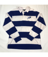 Merrimack College Warriors Blue White Stripe Long Sleeve Rugby Polo Size... - €25,61 EUR