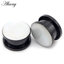 Alisouy 2pcs Stainless Steel Ear Gauges Tunnels Plugs Round Shell Screw Expander - £14.78 GBP