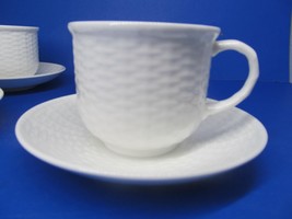 Wedgwood Nantucket Bone China White Weave Set Of 4 Cups 4 Saucers Ex Con... - £30.66 GBP