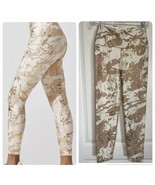 Carbon38 Marble Shine 7/8 Leggings Women Sz Med Gold Metallic Double Fac... - $19.99