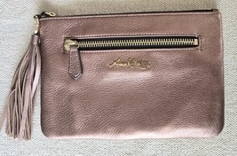 AIMEE KESTENBERG Genuine Leather Zip Clutch Purse Bronze Rose Metallic - $678.97 MXN