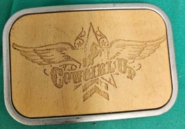 Cowgirl Up Belt Buckle Wooden Inlay Carved Laser Etched Standard Size - $10.70