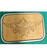 Cowgirl Up Belt Buckle Wooden Inlay Carved Laser Etched Standard Size - $203.37 MXN