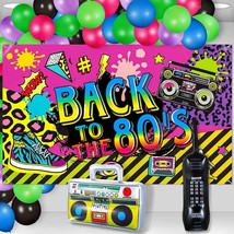 80&#39;S Party Decorations Back To The 80S Party Backdrop Banner With Inflatable Rad - £28.85 GBP