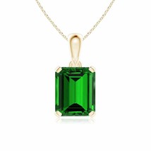 ANGARA Lab-Grown Emerald Solitaire Pendant Necklace in 14K Gold (12x10mm,5.75Ct) - £1,965.50 GBP