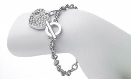 Crystals By Swarovski Parve Heart Bracelet Sterling Silver Plate 8 Inches New - £35.57 GBP