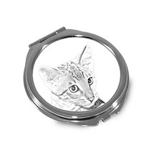 Savannah cat- Pocket mirror with the image of a cat. - £7.98 GBP
