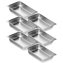 VEVOR 6 Pack Hotel Pans, Full Size Anti-Jam Steam Pan, Stainless Steel, ... - €56,55 EUR