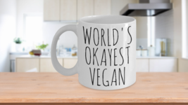 Worlds Okayest Vegan Mug Funny Most Okay Okest Minimalist Design Joke Gag Gift I - $14.95