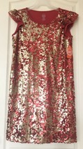 Wonder Nation Girls Shinny Sequin Front Design Sz Plus XL Red Holiday Dress *NWT - $21.73