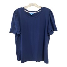 Draper James RSVP Women’s XL Navy Blue Eyelet Sleeve Top – Cotton Modal - $429.68 MXN