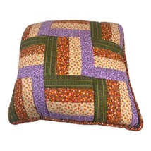 VTG Handmade Quilted Patchwork Pillow Geometric Design Retro Boho Kitsch... - £36.76 GBP
