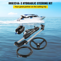 Hydraulic Outboard Boat Steering Kit, 300HP Helm Pump, Cylinder, Wheel, ... - £492.83 GBP