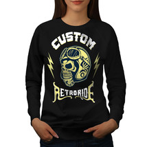 Custom Retro Ride Skull Jumper  Women Sweatshirt - £14.96 GBP