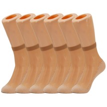 Women&#39;s 6 Pairs Anti-Slip Cotton Sole Sheer Ankle Socks Reinforced Toe - £10.21 GBP