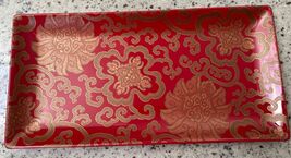 Pottery Barn Chinoise Red and Gold Scrolls &amp; Flowers Rectangular Platter... - $36.97