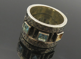 925 Sterling Silver - Vintage Topaz Oxidized Hammered Band Ring Sz 7 - RG8920 - £38.65 GBP