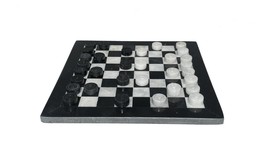 Handmade White and Black Marble Tournament Checker Set – Handcrafted 12 ... - £59.21 GBP