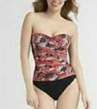 Womens Swimsuit 1 Piece Jaclyn Smith Pink Black Floral Halter Swim-size 6 - $16.83