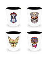 Sugar Skull Set of 4 Shot Glasses Gift Day of the Dead Dia de Muertos Va... - £35.66 GBP