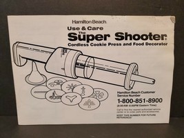 Hamilton Beach Super Shooter Manual Instruction Bookl For 80000 Cookie Press - £6.39 GBP