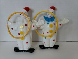 Vintage Circus Clown Toy W/ Hoop Old Dime Store Stock About 6&quot; tall - £3.89 GBP