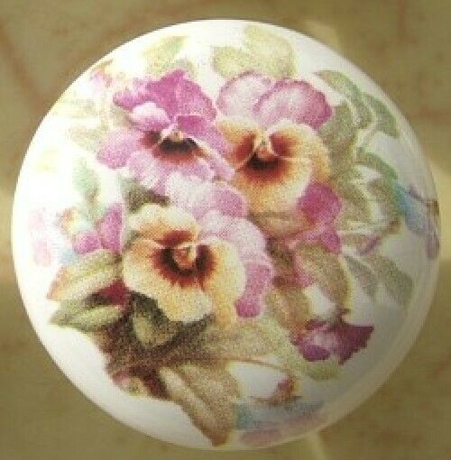 Ceramic Knobs Knob Pansy #11 Flower - $4.46