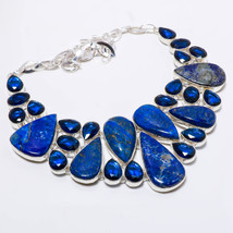Lapis Lazuli Iolite Gemstone Handmade Fashion Gift Necklace Jewelry 18&quot; SA 5560 - £12.82 GBP