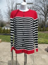 Nwt Jones New York Sport Cute Red&amp;Black Striped Sweater L - £23.97 GBP