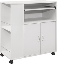 Kb Designs - White Wood Kitchen Island Rolling Cart On Wheels With Storage - $220.99